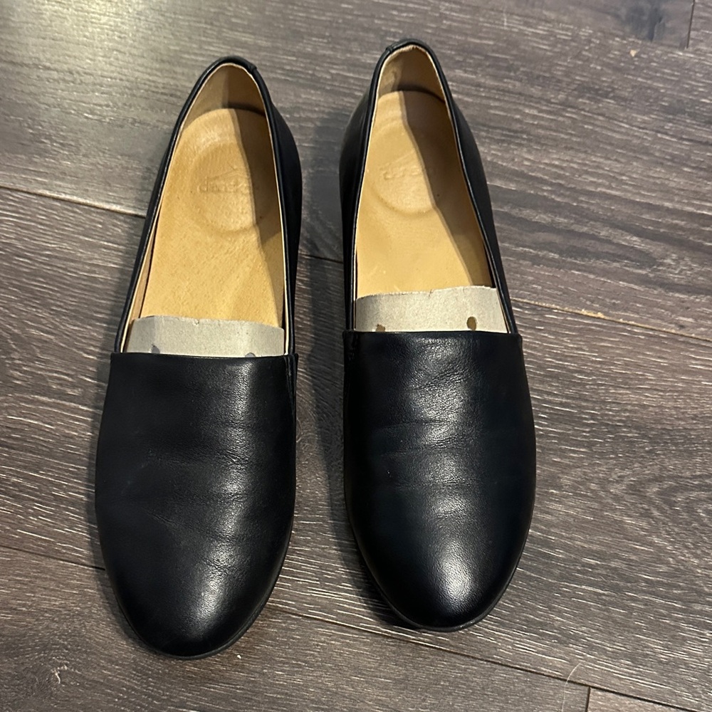 Dansko mule slip on loafers black leather size 10 41